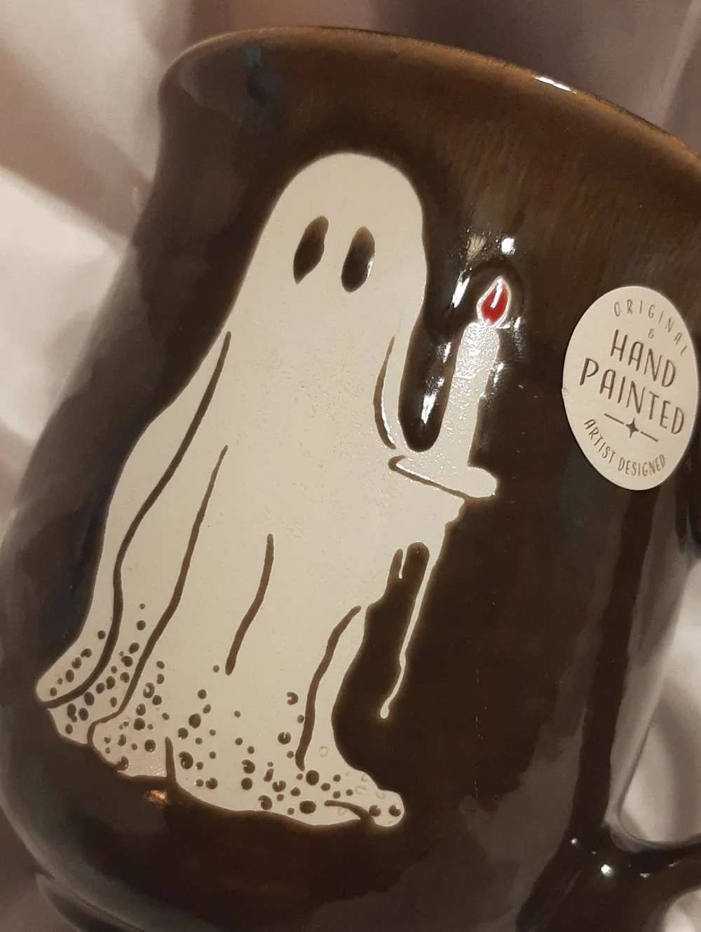 Eli & Ana Handpainted Brown Ghost Ceramic Mug - NWT